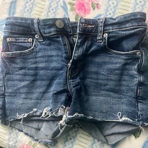 Denim Frayed Hem Blue Women's Short -